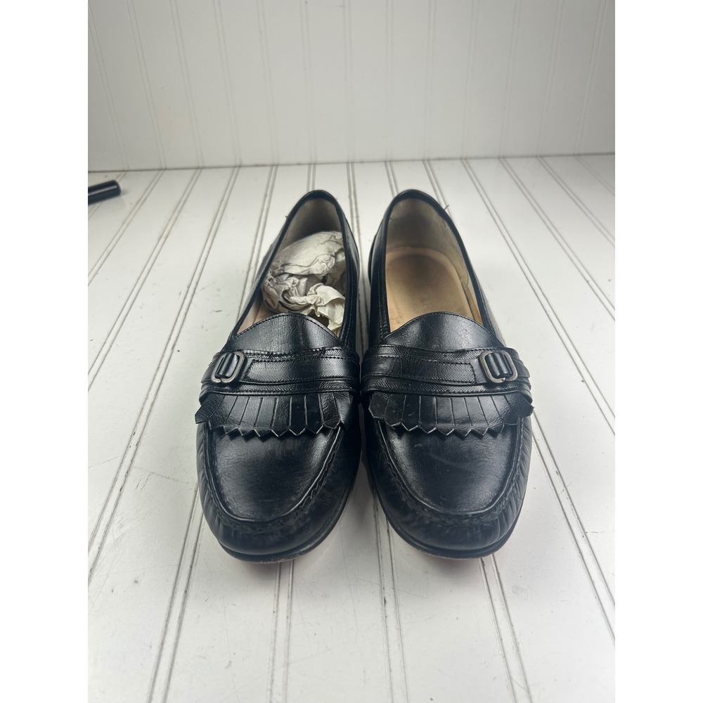 Adolfo Vintage Black Leather Kiltie Loafers Made in Italy Men's Size 11 - Picture 2 of 13